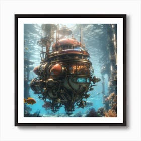 An Underwater Steampunk City 1 Art Print