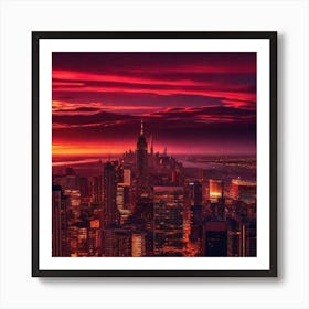 Sunset Over New York City 2 Art Print