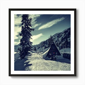 Cabin In The Snow Art Print