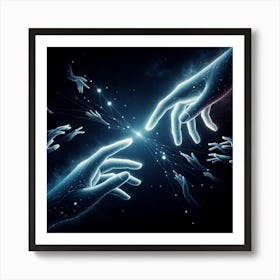 Two Hands Reaching For Each Other Dreamscape Art Print