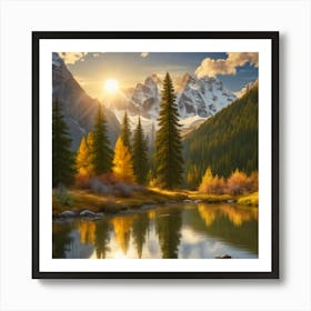 Autumn Mountain Landscape Art Print