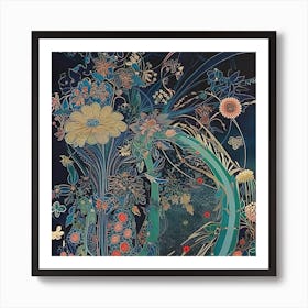 Flower Trees Forest Mystical Forest Art Print