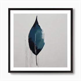'Blue Leaf', A minimal Illustration of a leaf, pleasing home & office decor, calming tone with solid background, 1253 Art Print