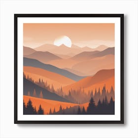 Misty mountains background in orange tone 31 Art Print