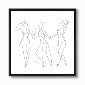 Three Dancers Line Art 1 Art Print