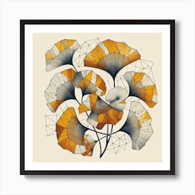 Geometric Art Tropical leaves of ginkgo biloba 2 Art Print