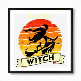 Womens The Basic Witch Halloween Costume Witch On Broom In Sunset Art Print