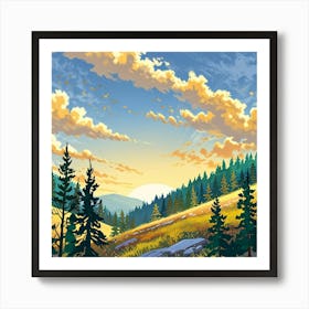 Leonardo Anime Xl A Vibrant Daytime Landscape Featuring A Gold 0 (1) Art Print