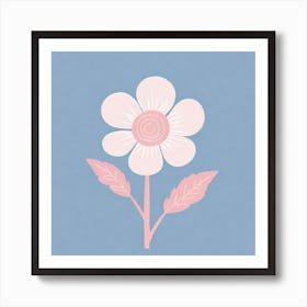 A White And Pink Flower In Minimalist Style Square Composition 550 Art Print