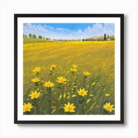 Yellow Flowers In A Field 18 Art Print