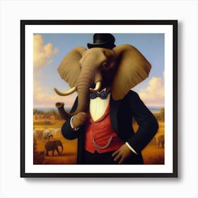 Elephant In A Suit Art Print