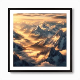 Mountains above clouds Art Print