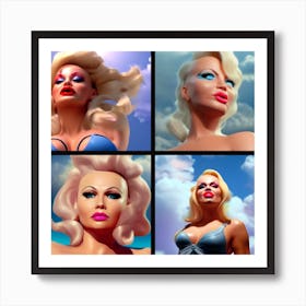 Pinup up in the Clouds Art Print