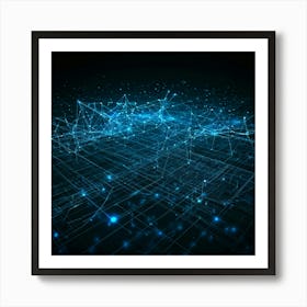 Abstract Digital Painting Of A Three Dimensional Geometric Network Circles And Triangles Interconne (6) Art Print