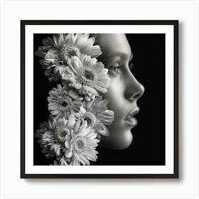 Portrait Of A Woman With Flowers 10 Art Print