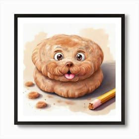 Dog With A Pencil 1 Art Print