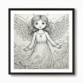 Angel Coloring Page Art Print