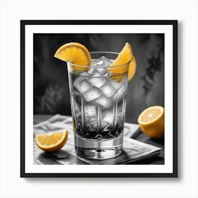 Glass Of Iced Tea With Lemon Slices Art Print