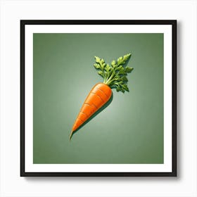 Carrot On Green Background 1 Art Print