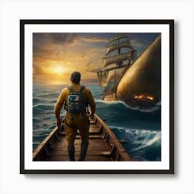 Man On A Boat Art Print