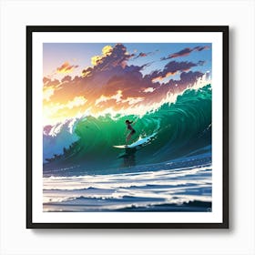 Surfer At Sunset Art Print