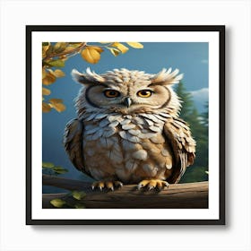 Owl In The Forest 1 Art Print