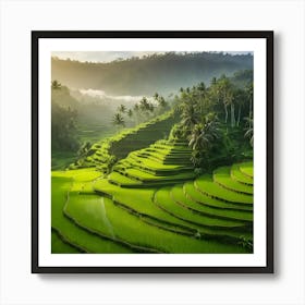 Rice Terraces In Bali, Indonesia, at Early Morning Art Print