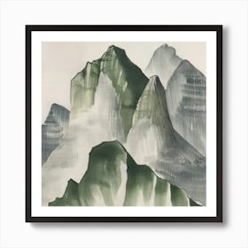 Japanese Watercolour Of Mount Tanigawa 1 Art Print