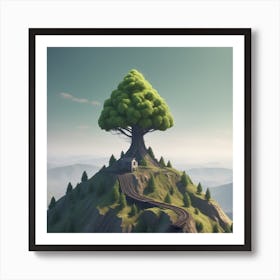 Tree On Top Of Hill 1 Art Print