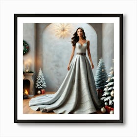 Christmas Wedding Dress Art Print