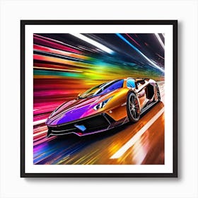 Car Racing On The Road Art Print