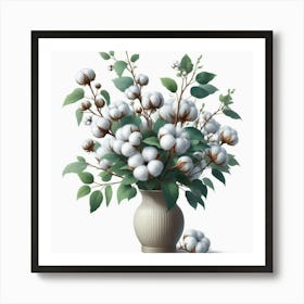 Cotton Flowers In A Vase Art Print