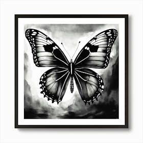 A Butterfly Emerging From The Cocoon In Black And (1) Art Print