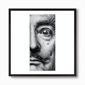 Salvador Dali Pencil Portrait Black and White Art Print