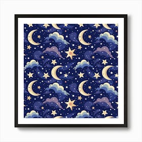 Night Moon Seamless Art Print