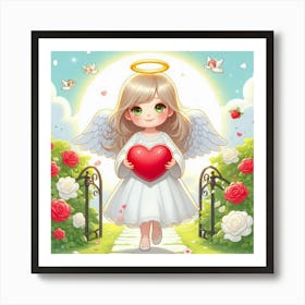 Angel Holding A Heart Art Print