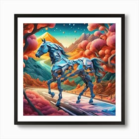 Horse On The Road Art Print