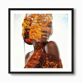 Firefly Elegant Black Woman In Autumnal Double Exposure Collage 22669 Art Print