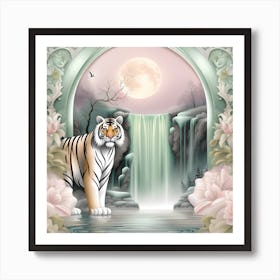 Tiger In A Waterfall Art Print