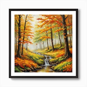 Forest In Autumn In Minimalist Style Square Composition 31 Art Print