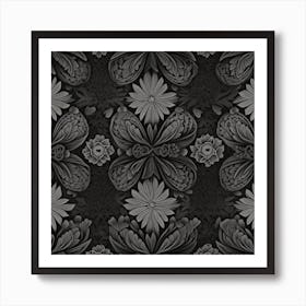 Black And White Floral Pattern Art Print