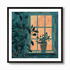 Potted Plant On Window Sill 2 Art Print