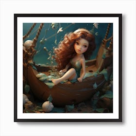 Shivangi Chavda 3d Art Of Baby Mermaid Sitting On Half Broken S 673ce61f 168e 457b Bfca 321595860f0b Art Print