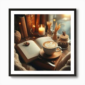 Coffee And Book On A Window Sill 4 Art Print