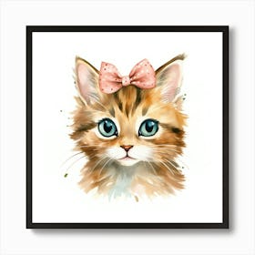 Cute Kitten Watercolor Painting 1 Art Print