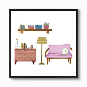 Reading corner book cozy Art Print