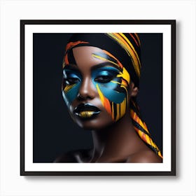 African Woman With Colorful Makeup Art Print