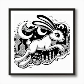 Rabbit In The Moonlight 1 Art Print