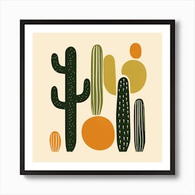 Rizwanakhan Simple Abstract Cactus Non Uniform Shapes Petrol 13 Art Print