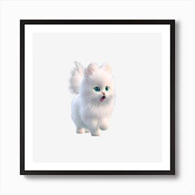 White Cat With Blue Eyes Art Print